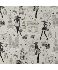 Coupon tissu cretonne  "Moi Paris" 3 m