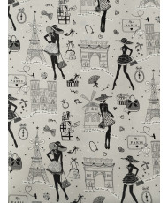 Coupon tissu cretonne  "Moi Paris" 3 m
