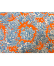 Mini Maharani Cretonne Fabric – Blue/Orange (100% Cotton)"