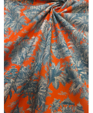 Mini Maharani Cretonne Fabric – Blue/Orange (100% Cotton)"