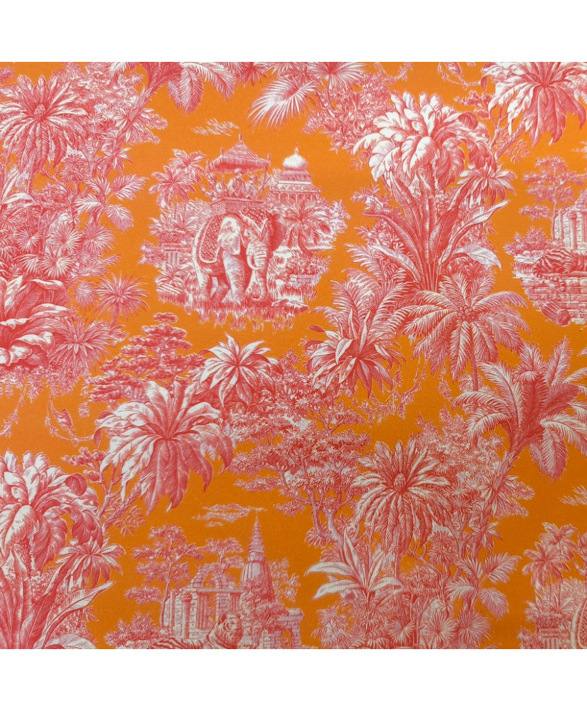 Mini Maharani Orange/Red Cretonne Fabric