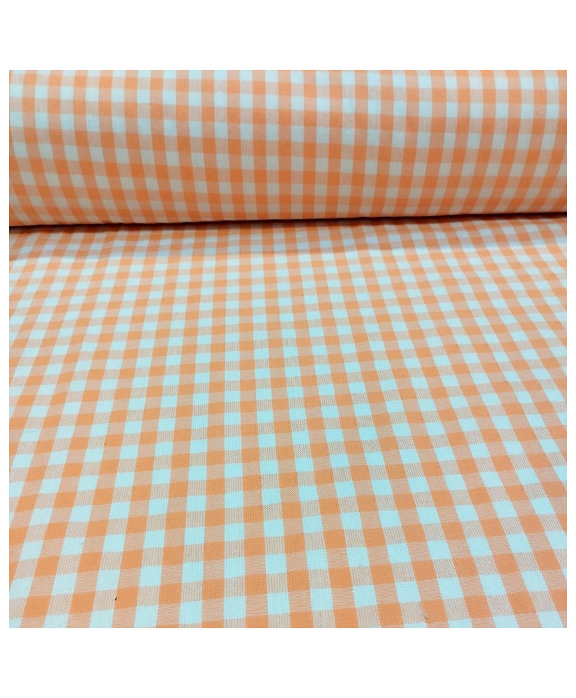 Tissu tissé teint à carreaux mandarine