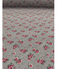 Tissu Suzanne - Cretonne 100% coton Fond Bleu clair