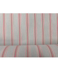 Tissu Suzy - Cretonne 100% coton- Rayure fond bleu clair