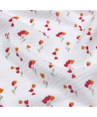 copy of White Double Gauze Fabric with Red Embroidered Hearts – 135 cm