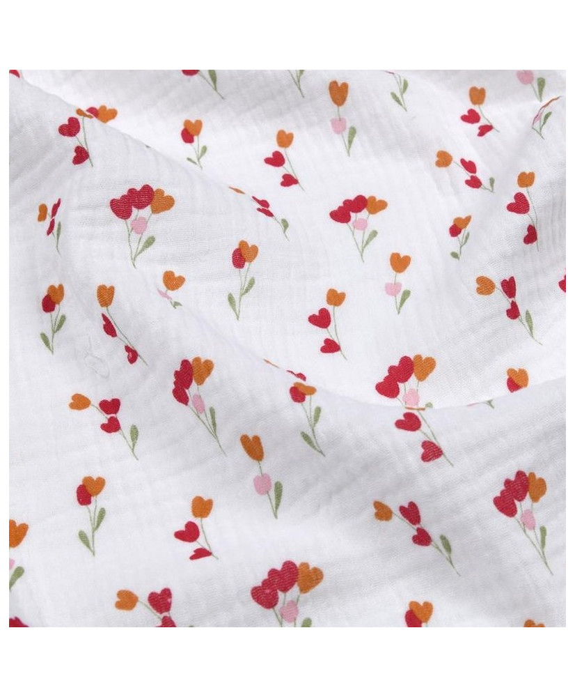 copy of White Double Gauze Fabric with Red Embroidered Hearts – 135 cm
