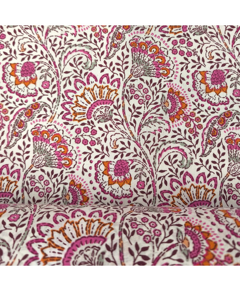 Tissu Masala - cretonne- 100% coton -rose