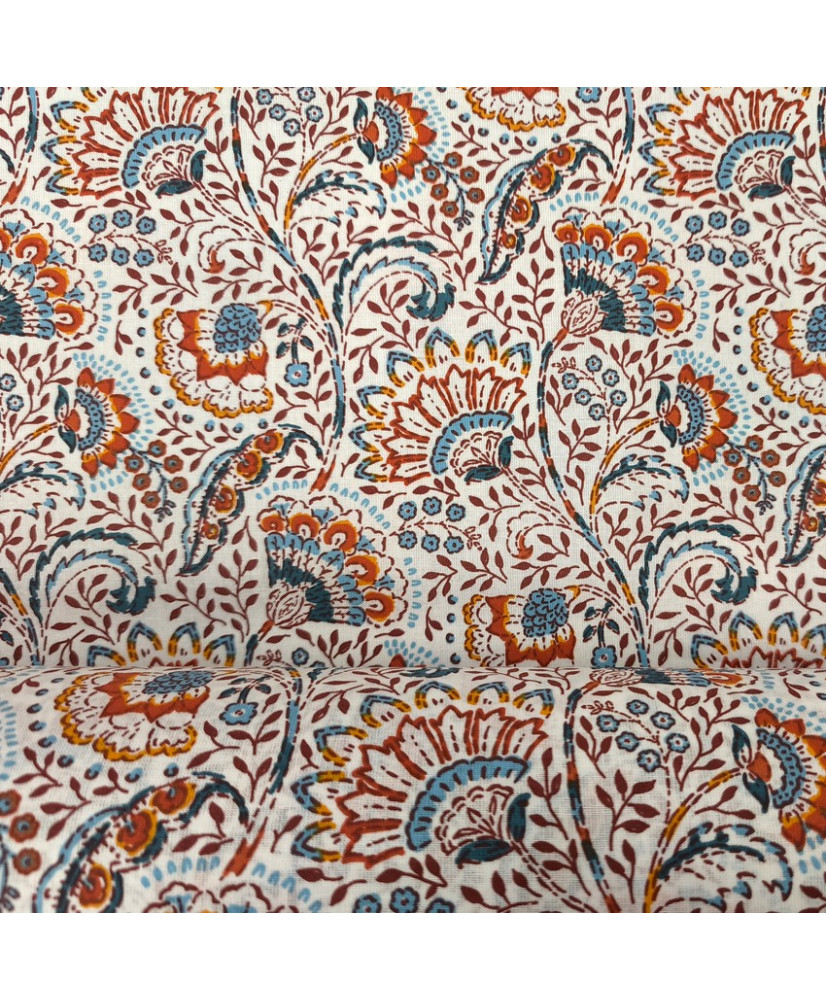 Indian Floral Cotton Cretonne – Blue