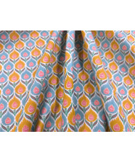 Cretonne Luka turquoise/jaune