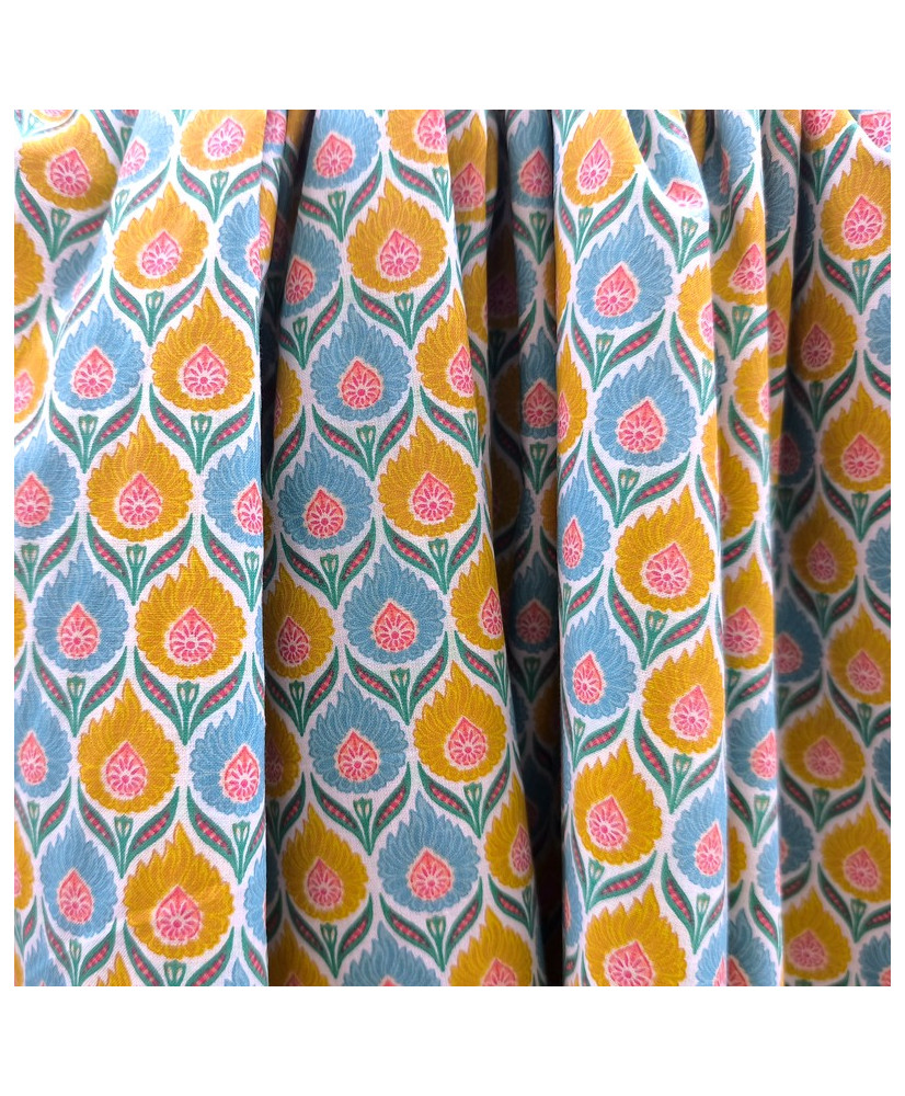 Cretonne Luka turquoise/jaune