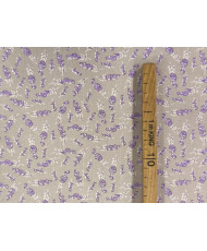 LAVANDIN Printed Cretonne Fabric - Linen-colored background