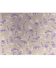LAVANDIN Printed Cretonne Fabric - Linen-colored background