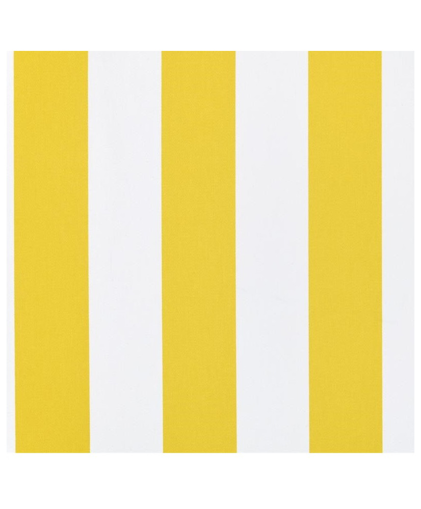 Yellow and White Striped Coated Cotton Fabric - 160 cm Width