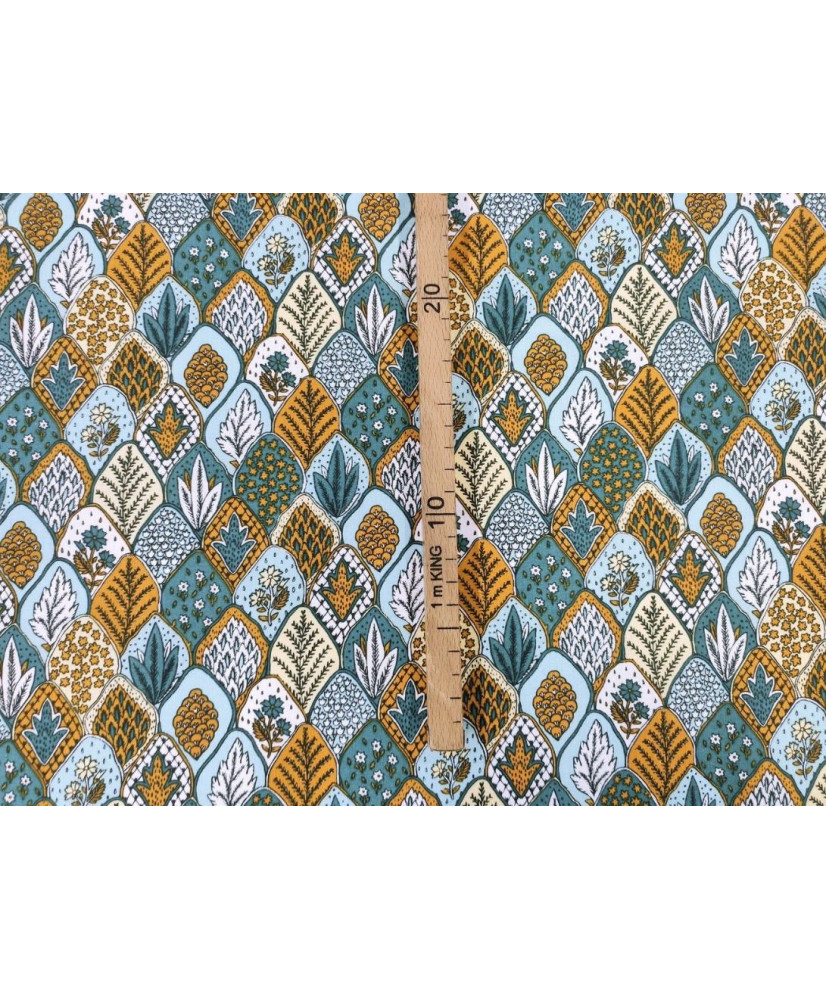 Coupon tissu cretonne Herboriste