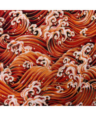 Cretonne imprimé doré - rouge "Vagues impériales"
