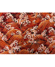 Cretonne imprimé doré - rouge "Vagues impériales"