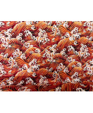 Cretonne imprimé doré - rouge "Vagues impériales"