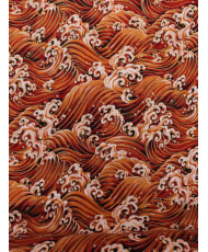 Cretonne imprimé doré - rouge "Vagues impériales"