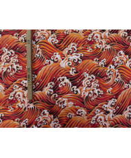 copy of Cretonne imprimé doré - bleu "Vagues impériales"