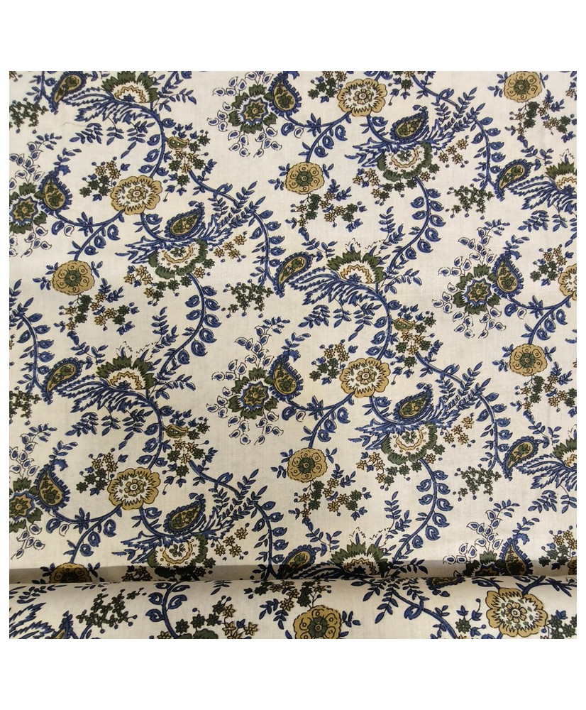 Tissu coton Jardin d'Orient : Tissu Coton aux Motifs Floraux et Cachemire