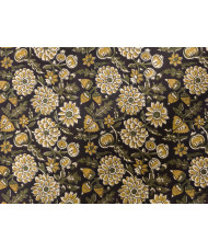 Tissu Coton "Indienne" – Floral Moutarde & Vert Forêt