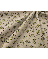 Tissu "Mini olive noire" effet lin