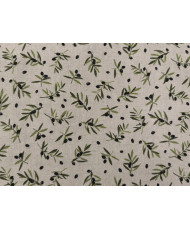 Tissu "Mini olive noire" effet lin