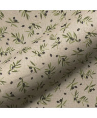 Tissu "Mini olive noire" effet lin