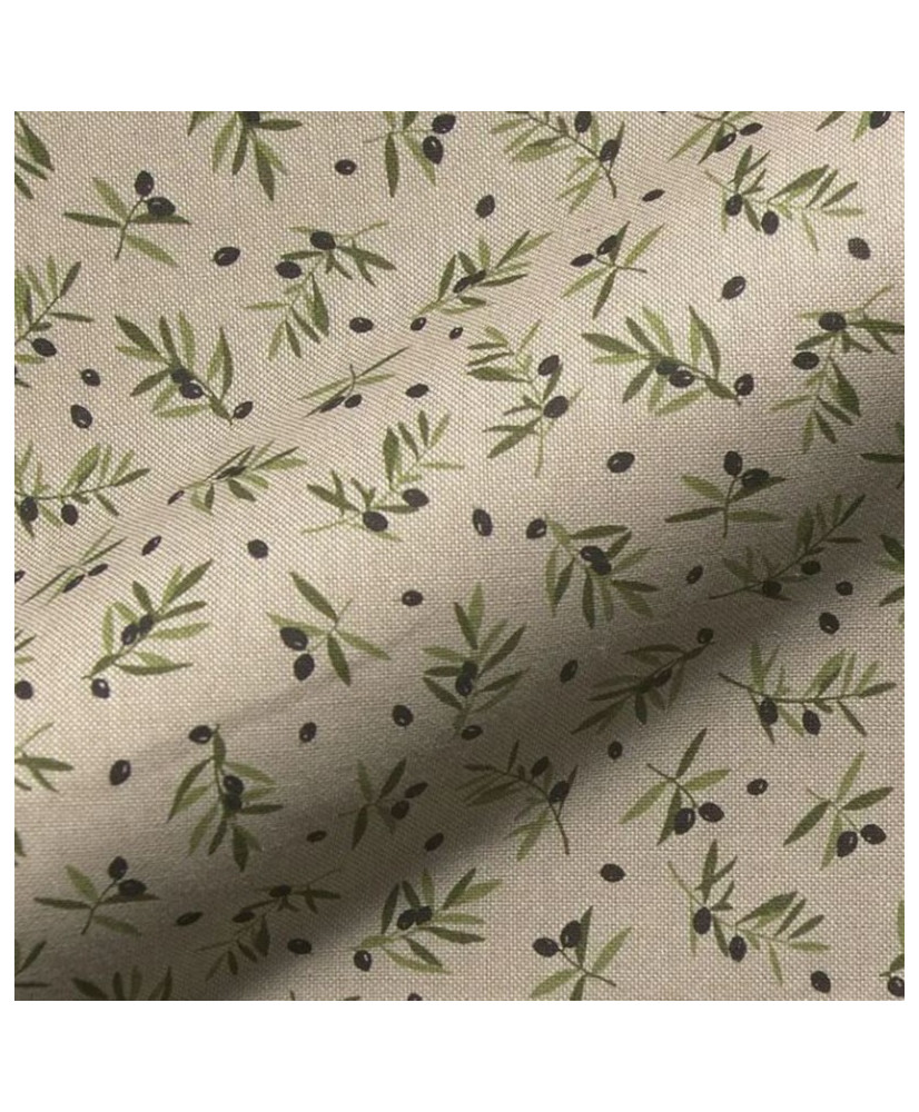 Tissu "Mini olive noire" effet lin