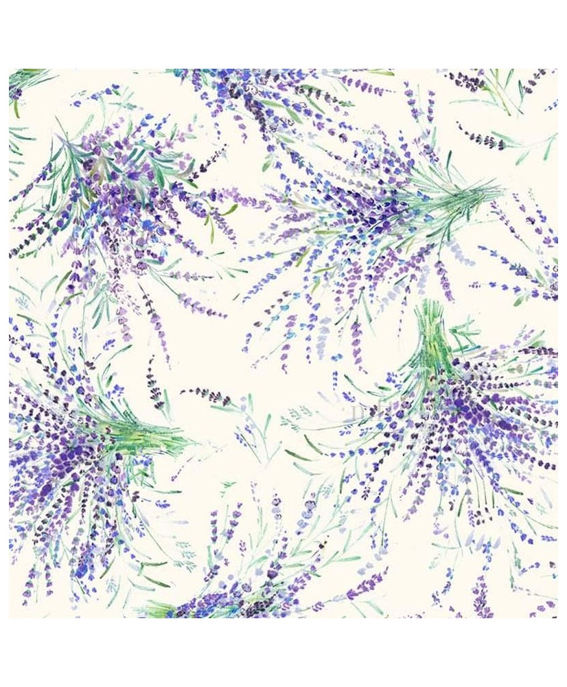 Tissu 100% Coton Imprimé Bouquets de Lavande - Style Provençal - Portofino