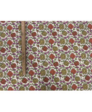 Tissu cretonne motif indienne " Chaï " ivoire/ orange