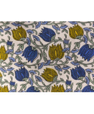 Matelassé vertical "Chai et Suzy " Bleu/ moutarde