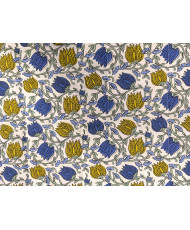 Matelassé vertical "Chai et Suzy " Bleu/ moutarde