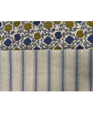 Matelassé vertical "Chai et Suzy " Bleu/ moutarde