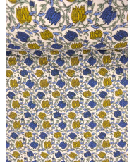 Matelassé vertical "Chai et Suzy " Bleu/ moutarde