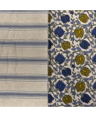 Matelassé vertical "Chai et Suzy " Bleu/ moutarde