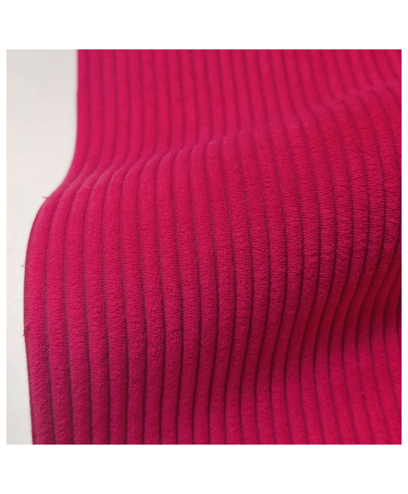 Coupon Velours côtelé d'ameublement -Huggy fuchsia 65 cm