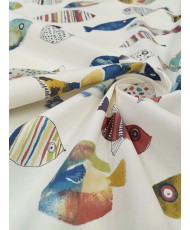 Coupon Tissu toile coton Gone Fishing 70 cm