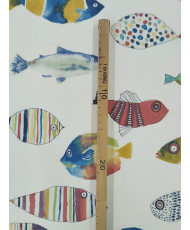 Coupon Tissu toile coton Gone Fishing 70 cm