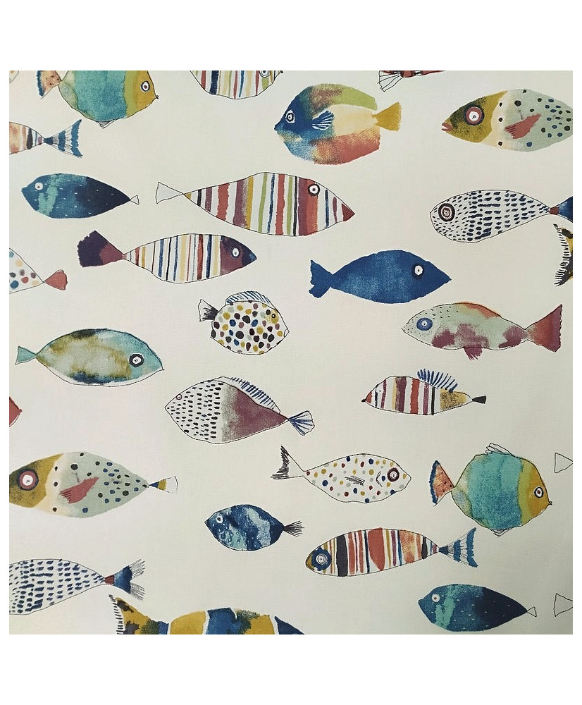 Coupon Tissu toile coton Gone Fishing 70 cm