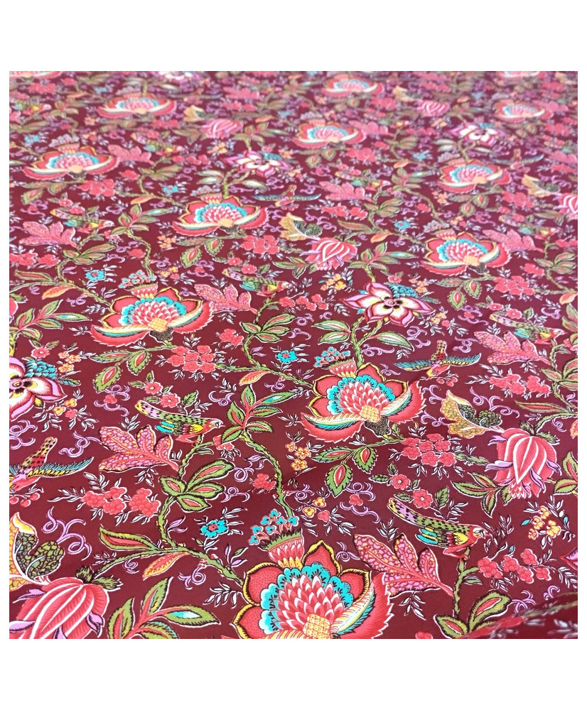 Coupon tissu Colombe Cassis par Valdrôme 180 cm