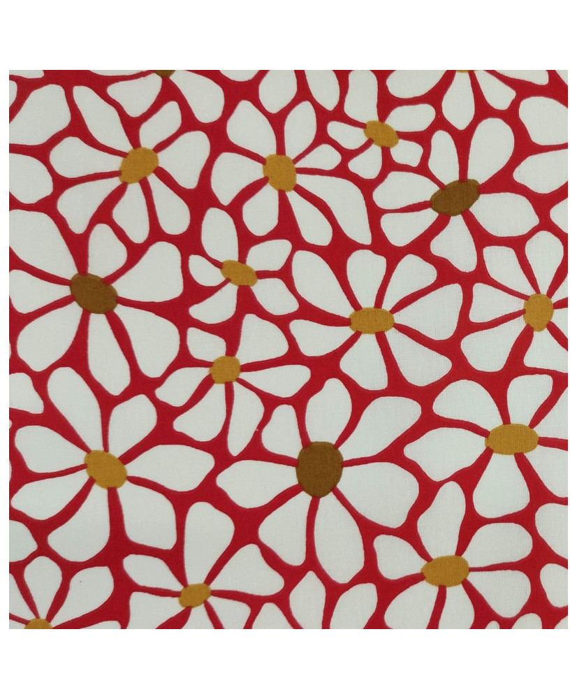 Coupon April fond rouge - Percale 130 cm