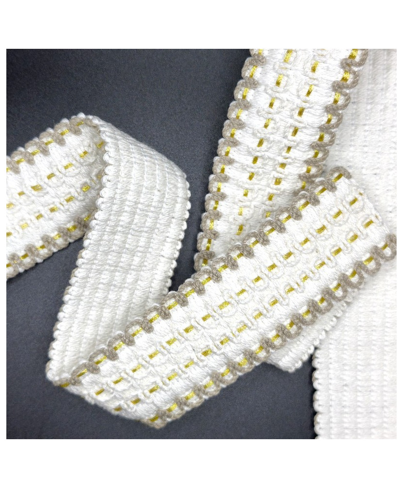 Sangle tissée Luxor 38 mm Blanc/ naturel