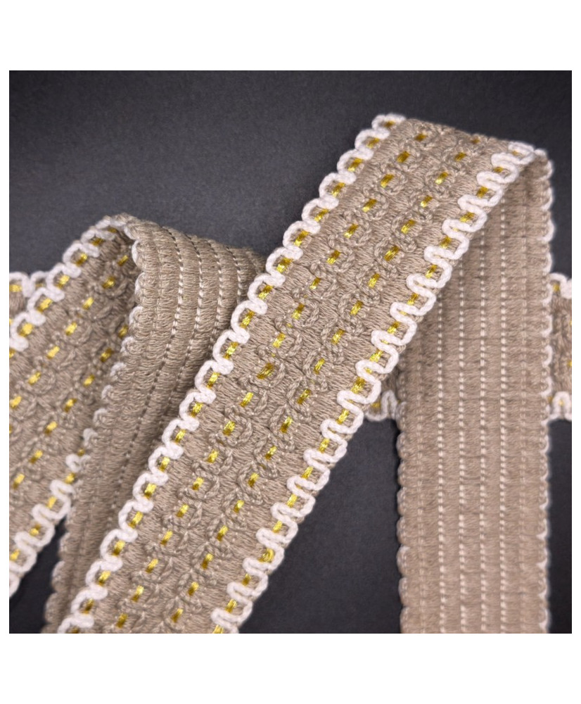 Sangle tissée Luxor 38 mm Lin / Blanc