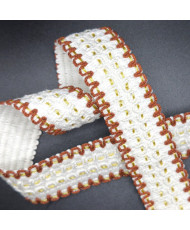 Sangle tissée Luxor 38 mm Blanc / Terracotta