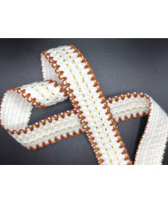 Sangle tissée Luxor 38 mm Blanc / Terracotta