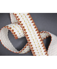 Sangle tissée Luxor 38 mm Blanc / Terracotta