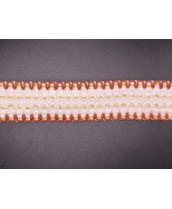 Sangle tissée Luxor 38 mm Blanc / Terracotta