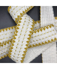 Sangle tissée Luxor 38 mm Blanc / Curry