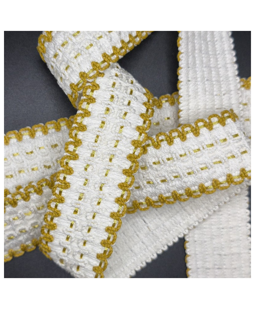 Sangle tissée Luxor 38 mm Blanc / Curry